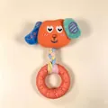 Colorful plush dog squeaky toy featuring a TPR rubber donut chew ring for pets - 17*9cm / Orange Dog