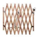 Portable and expandable wooden pet gate for dogs shown in a natural brown wood finish - Wooden Fence (4052) / Small (48cm Height) / Natural Wood Color