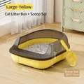 Large yellow semi-enclosed cat litter box set with matching scooper and dimensions - Capsule Litter Box Large / 51x41x21cm / Yellow