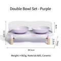Supporto rialzato per doppia ciotola con due ciotole in ceramica viola per gatti - Set Doppia Ciotola / Viola