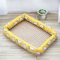 Tapis rafraîchissant d'été pour animaux avec motif canard jaune et centre en rotin tressé - S Petit (42*31cm) Pour Animaux Moins de 2,5kg / Tapis de refroidissement - Poussin jaune