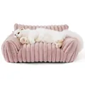 Hochwertiges rosa gestreiftes Plüsch-Haustiersofa für Katzen und Hunde mit Samtoptik - XXS / 40x30x16cm / Rosa