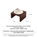 Gamelle surélevée pour chat en céramique avec relief patte et support en bois d'acacia - Assiette + Support Bol Simple en Acacia