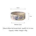 Vintage blue and white floral ceramic cat bowl with 400ml capacity and 13cm diameter - S / Blue Pattern Straight Bowl / Single Bowl (Without Stand)