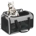 Foldable gray breathable pet carrier bag with mesh windows for cats and small dogs - Size: 43cm*28cm*28cm / Gray