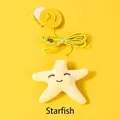 Plush yellow starfish hanging cat toy with adjustable elastic cord for door mounting - Starfish