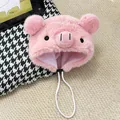 Adorable pink plush pig-themed costume hat for cats and small dogs, soft pet headwear - Piggie Style / One Size / Pink