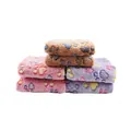 Soft coral fleece pet blankets with cute paw print patterns in multiple colors - Size M 60x40CM / Purple