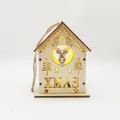Handcrafted wooden Christmas house ornament featuring warm LED light and XMAS cutout design - Elk
