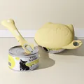 Couvercle de canette en forme de chat et cuillère pour animaux en forme d'os - Ensemble Combinaison Jaune