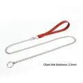 Professional stainless steel P-chain dog leash with 2.5mm links and red handle - 2.5mm-120cm