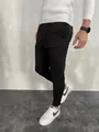Men's slim fit athletic jogger pants with zipper cuffs for running and fitness - M / Bottoms / Black