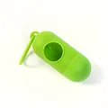 Portable bright green capsule-shaped dog poop bag dispenser with convenient hanging hook - Empty Case / Green
