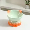Schattige gradiënt keramische kattenbak met schuin nekbeschermingsontwerp voor huisdier - Schuine Keramische Bak / 13cm / Gradient Orange Green