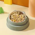 Elevated slanted stainless steel cat bowl with durable green neck protection plastic base - Regular Fit / Stainless Steel Inner / Green