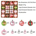 44-piece Christmas ball ornament set in box with 6cm and 3cm assorted designs. - 44 Pieces / Pink