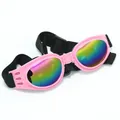 Foldable pink pet sunglasses with vibrant rainbow reflective lenses for dogs and cats - Pink