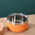 Premium zweischichtiger Edelstahlnapf in Orange für Hunde und Katzen, sehr robust - Orange