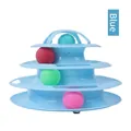 Four-layer interactive cat turntable tower puzzle toy with colorful balls in blue - 4 Tiers / OPP Bag / Blue