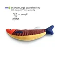 Interactive plush catnip fish toy for cats featuring a built-in sound box for play - Red