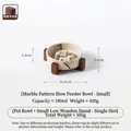 Gamelle anti-glouton en céramique motif marbre avec support en bois d'acacia - Petit Bol Anti-Glouton Marbre + Support Simple