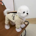 Premium beige fleece-lined pet dog four-legged jumpsuit for winter warmth and comfort - S / Off White