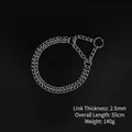 2.5mm thick stainless steel P-chain dog collar for training, 55cm length, 140g weight - Double Row Slip Chain / 2.5mmx55cm