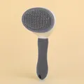 Self-cleaning pet slicker brush for dogs and cats in grey and cream color - Gray (Soft Handle)