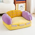 Comodo divano letto in peluche per animali domestici in giallo e viola a scacchi - Giallo a Quadri Vintage / 50x40cm / Taglia S