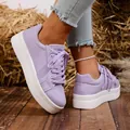 Stijlvolle paarse platform canvas sneakers voor dames met dikke witte zolen mode. - 36 / Violet