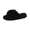 Detailed side profile of comfortable black faux fur cross-strap slipper for home - 35 / Black