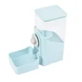Light blue automatic cage-hanging pet feeder with transparent grain storage tank - Square Hanging Feeder / Light Cyan