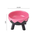 Pink and black elevated pet bowl with tripod legs, 14.2cm diameter for cats and dogs - Standard Type / Eggshell Raised Bowl (Fashion Pink Black)