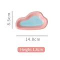 Cloud-shaped ceramic cat bowl with pink and blue hand-painted finish, size 14.8cm by 8.5cm - S / Cloud Shape / Blue & Pink