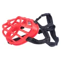 Professional red reflective dog muzzle with breathable basket design and adjustable straps - No. 1 / Red