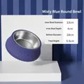 Moderner rauchblauer Edelstahlnapf für Haustiere mit kippsicherem Säulendesign - Runde Römische Säule / Rauchblau
