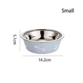 Small stainless steel double-layer anti-slip pet bowl with bone and paw patterns, 14.2cm diameter - S / Gray
