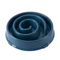Durable dark teal spiral slow feeder bowl for dogs and cats with secure anti-slip base design - Dark Blue