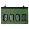 Durable green hanging rabbit hay feeder bag with 4 holes for guinea pigs and hamsters - Dark Green