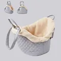 Professional winter warm quilted pet carrier bag with soft beige fleece lining in gray - Large Size / Large Light Grey (QS-110)