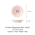 Piccola ciotola in ceramica rosa con motivo a coniglio per gatti e cani, capacità 125 ml - Piatto UFO Piccolo