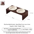 Deux gamelles en céramique pour animaux avec support en bois d'acacia en relief - Assiette + Support Bol Double en Acacia