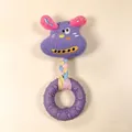 Purple squeaky plush dog toy with TPR chew ring and colorful braided rope - 17*8cm / Purple Dog