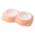 Modern peach colored double pet bowl set featuring two white removable inner bowls - Medium (26*16*4) / White Bowl / Pink