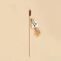 Interactieve kattenstok met linnen muis, houten staaf en natuurlijke verenstaart voor kat - Nr. 5 - Muisvorm