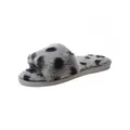Detailed macro view of plush grey slippers with black polka dots and soft sole - 36-37 / Grey Blue