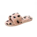 Soft pink plush slipper featuring black dalmatian dot pattern and cozy texture - 36-37 / Pink