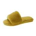Cozy mustard yellow fuzzy indoor slipper for women with soft plush strap and sole - 36-37 / Yellow