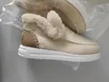Botas de nieve beige cálidas con forro de piel sintética gruesa y suela blanca resistente - 36 / Beige Claro