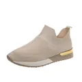Baskets à enfiler confortables en maille beige respirante pour femmes avec talon doré - 35 / Beige